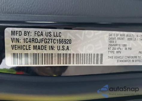 2026 Dodge Durango Pursuit Awd from USA, damaged, VIN 1C4RDJFG2TC166920